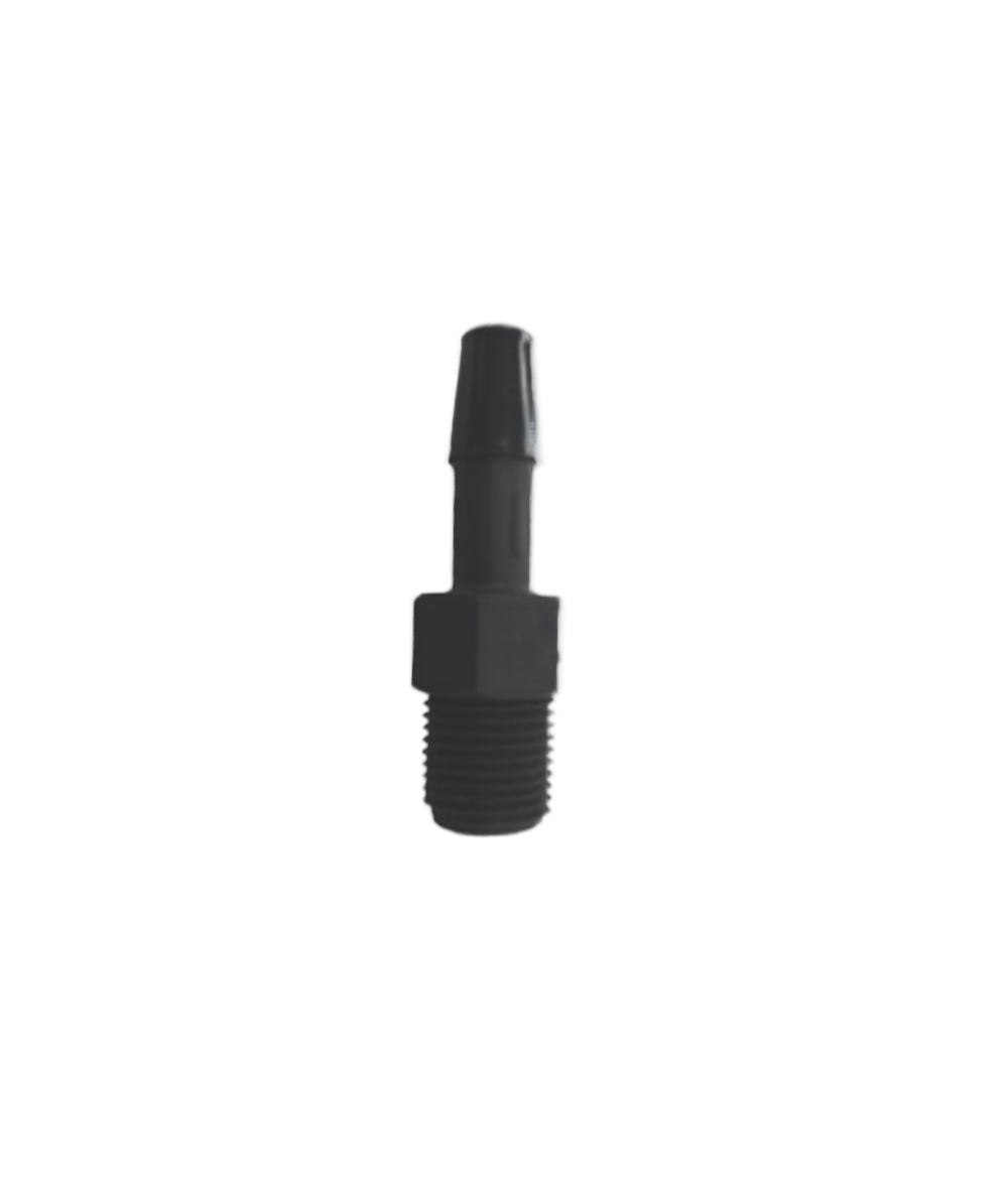 1/4″ STRAIGHT BARBED PLASTIC FITTING W/ 1/8″ PIPE TAPER THREADS