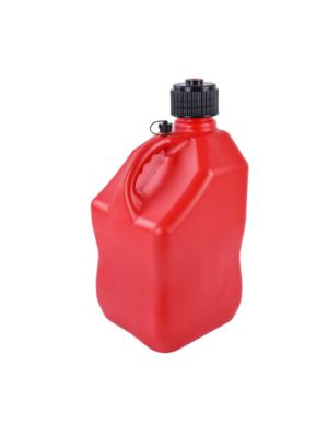FUEL JUG, 5 GAL, RED,  9 X 9 X 23″ TALL SQUARE PLASTIC