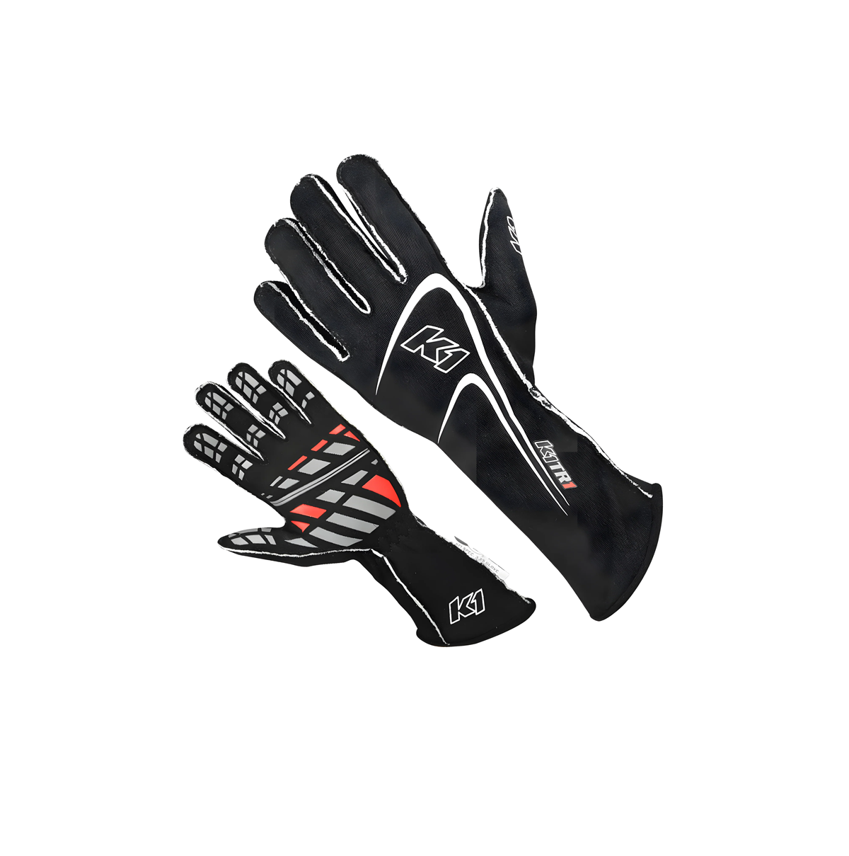 K1 TRACK 1 AUTO RACING GLOVES, BLACK, LARGE
